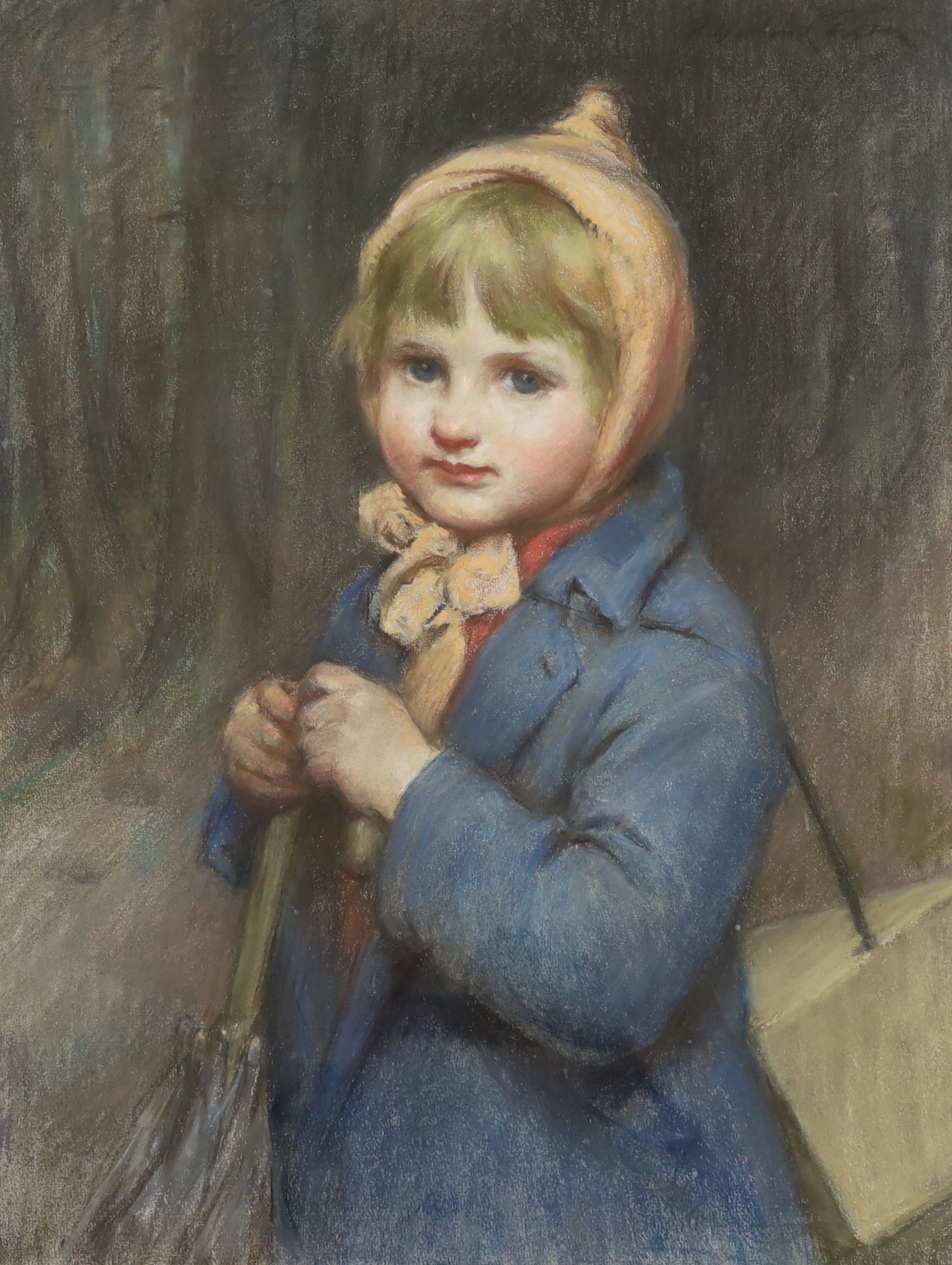 Percy Harland Fisher (1867–1944), pastel, Portrait of a young child, inscribed label verso, 59 x 44cm